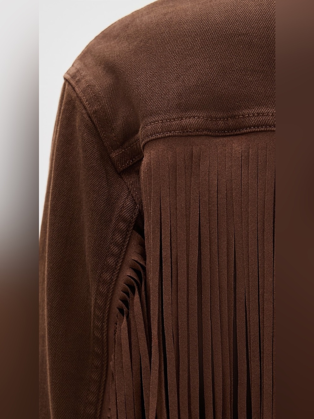 L'AGENCE Koda Brown Fringe Cropped Denim Jacket NWT Medium Women's Western - Picture 5 of 11